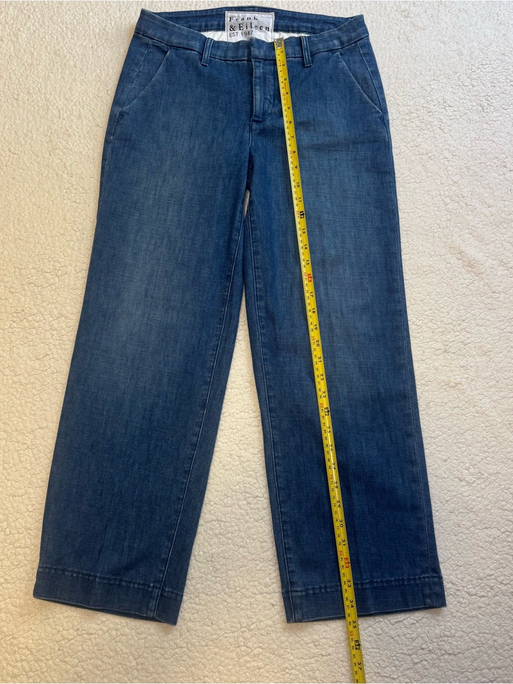 Frank & Eileen WESTPORT The Italian Wide Leg Chino Jean Blue 1984 Pants Size 4 - Picture 5 of 9